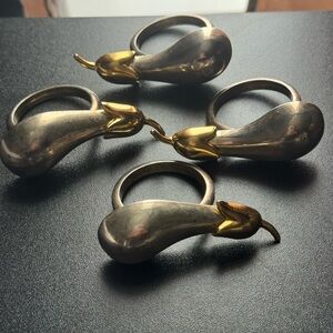 Silver and gold 4 plated eggplant napkin rings